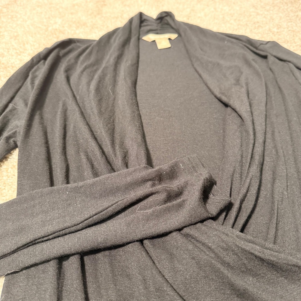 Banana Republic Womens Black Long Sleeve Surplice Wrap Top Size M Modal Blend